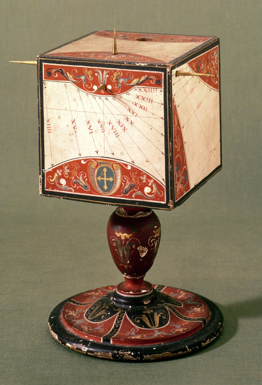 Cubical sundial showing the time in ancient Italian, Babylonian and Jewish systems of hours, Florentine by Italian School