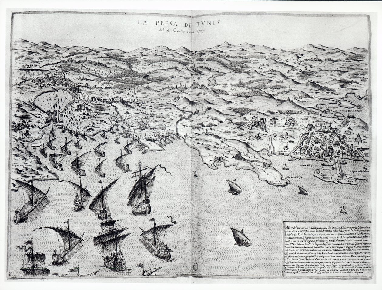Map of the Taking of Tunis by the Spanish in 1573 by Italian School