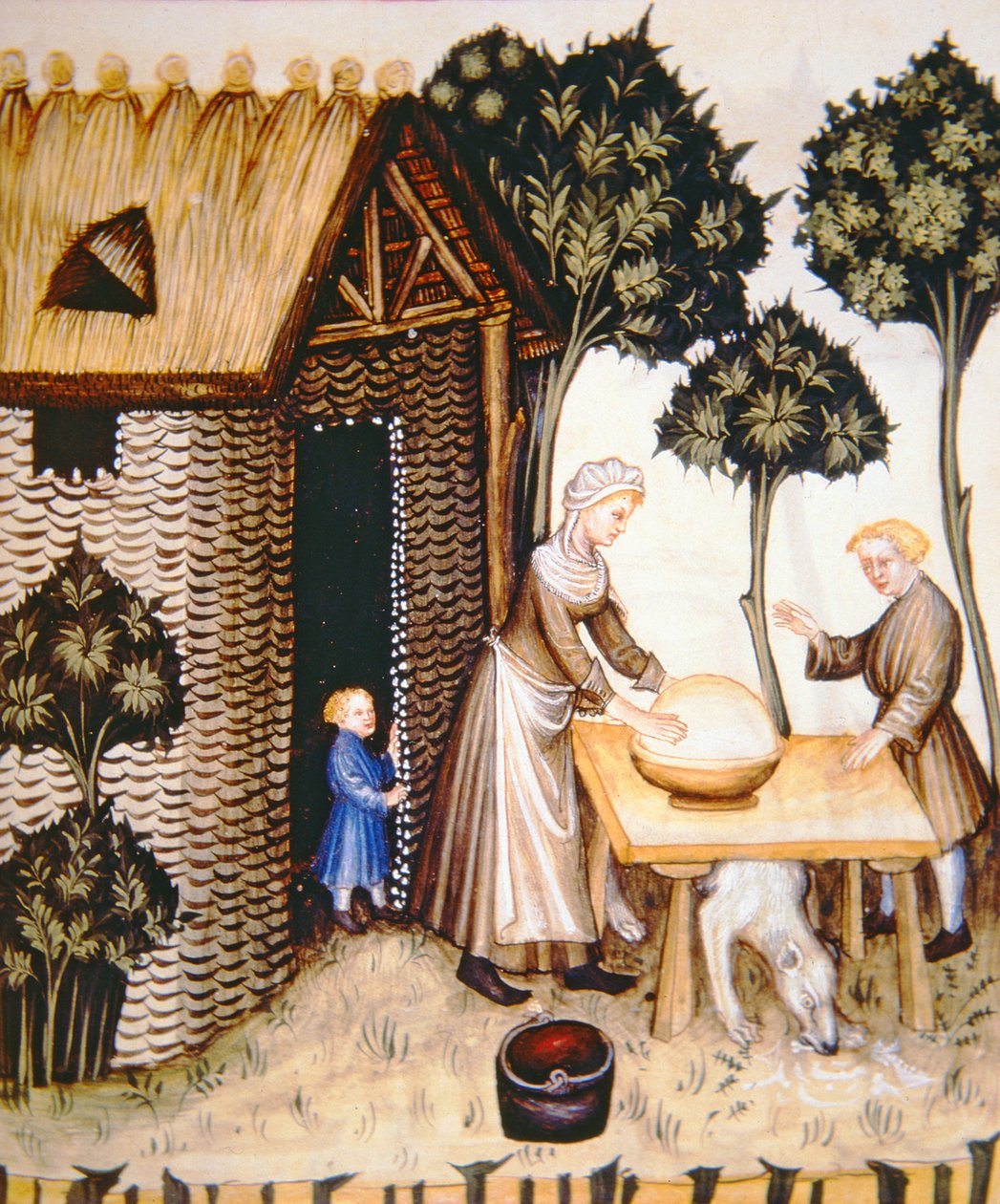 Preparation of butter, from Tacuinum Sanitatis by Italian School