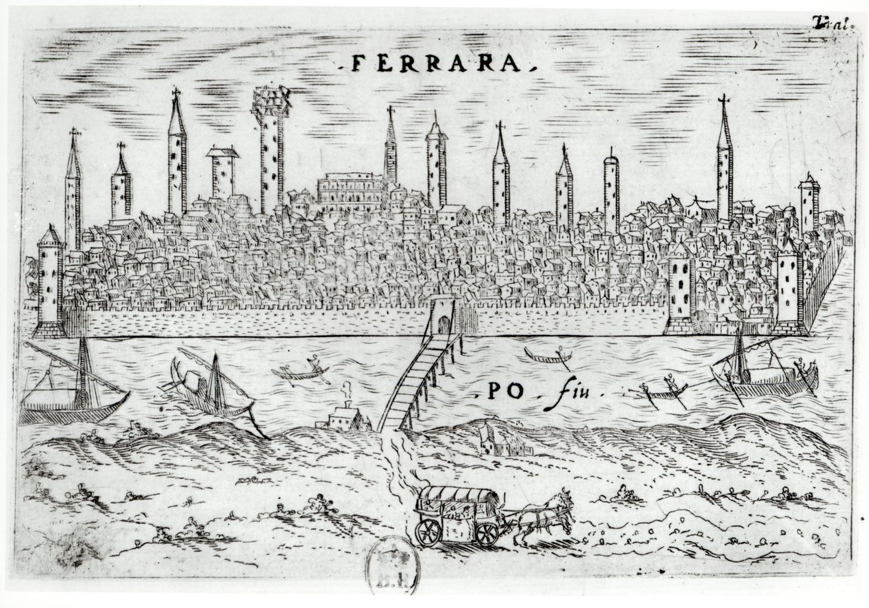 Panoramic View of Ferrara from the Opposite Bank of the River Po by Italian School