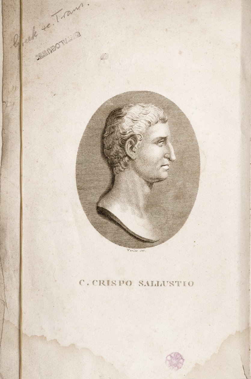 Portrait of Gaius Crispus Sallust, engraved by Antonio Verico by Italian School