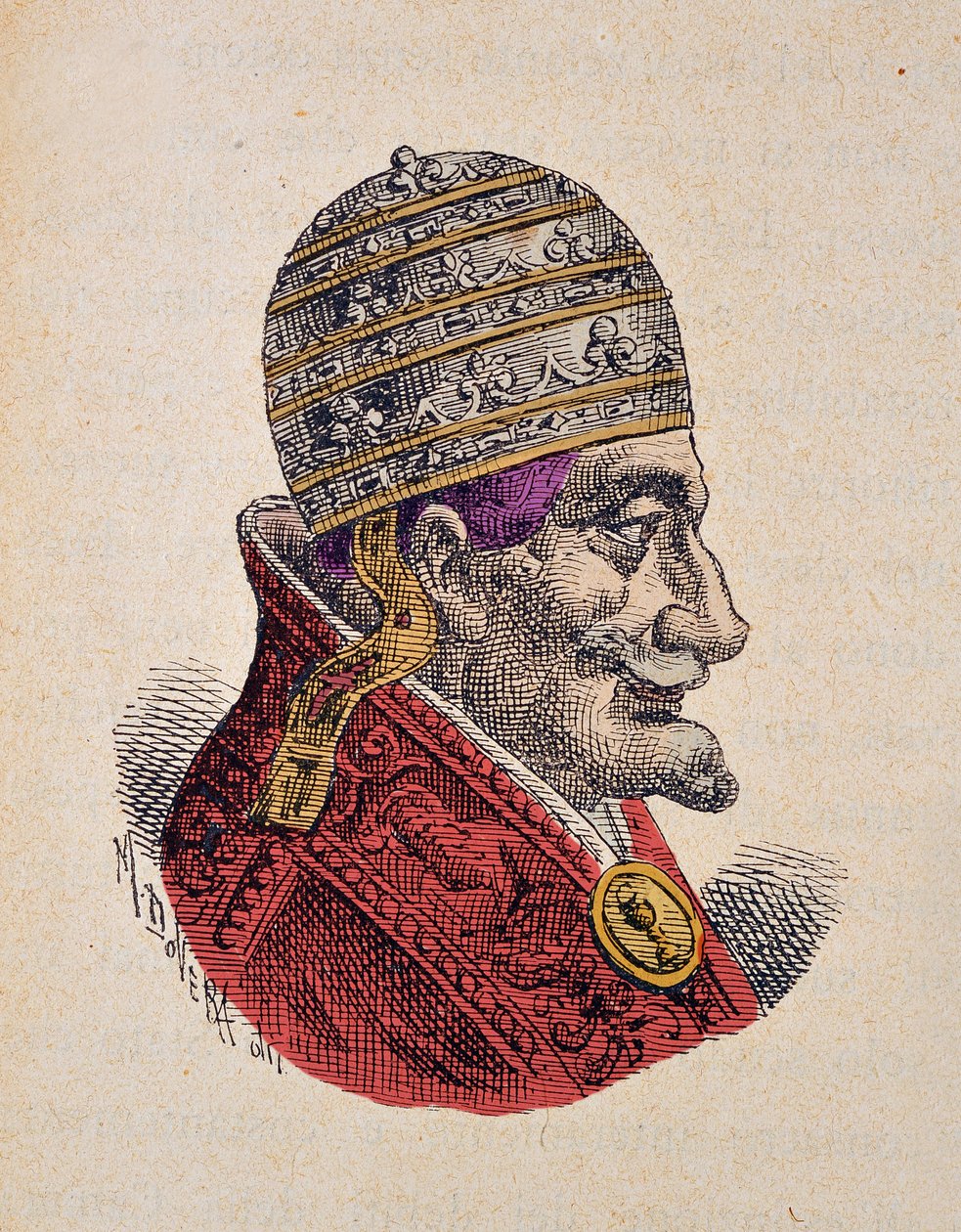 Portrait of Pope Innocent XI (1676-1689) (engraving with later colouration) by Italian School
