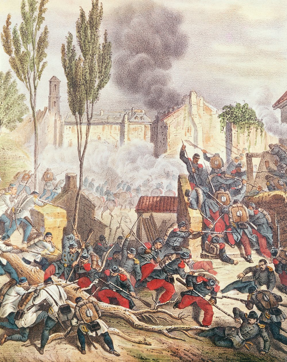The Piedmontese and The French at the Battle of Magenta in 1859 by Italian School