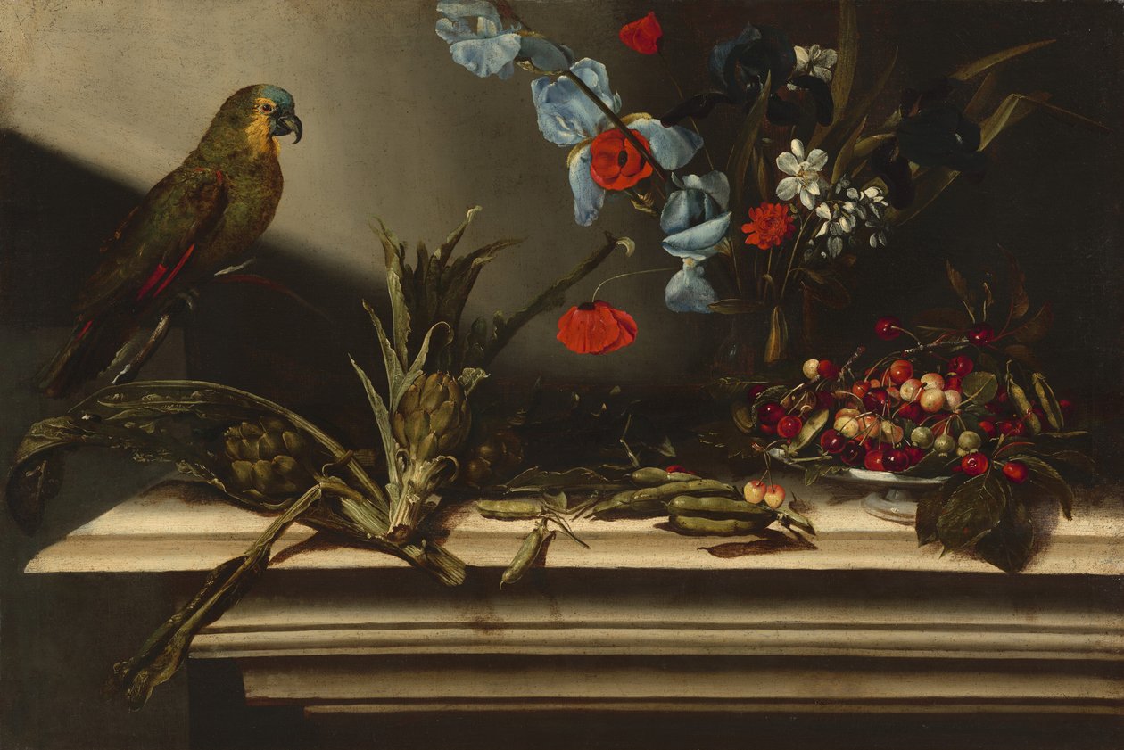 Still Life with Artichokes and a Parrot by Italian 17th Century