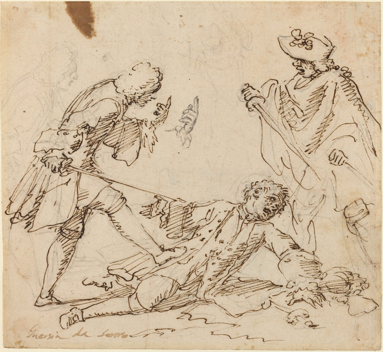 Three Men Fighting by Italian 17th or 18th Century