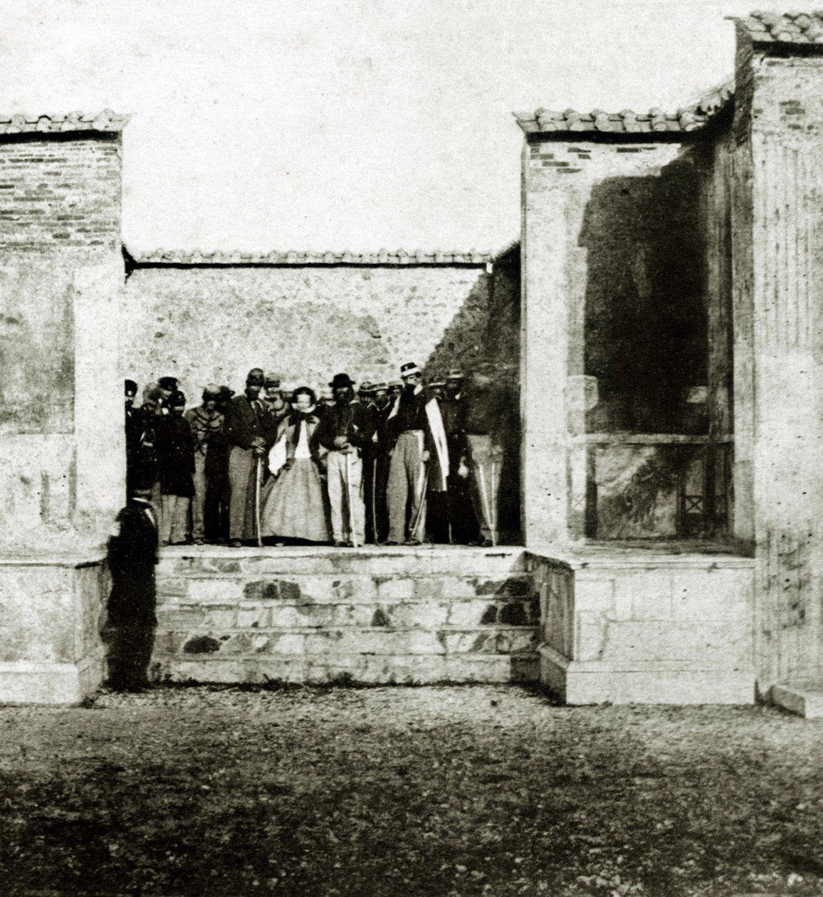 Giuseppe Garibaldi with Giuseppe Fiorelli on a Visit to Pompeii by Italian Photographer