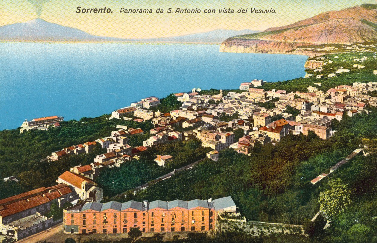 Sorrento, Panorama from S Antonio with View of Vesuvius by Italian Photographer