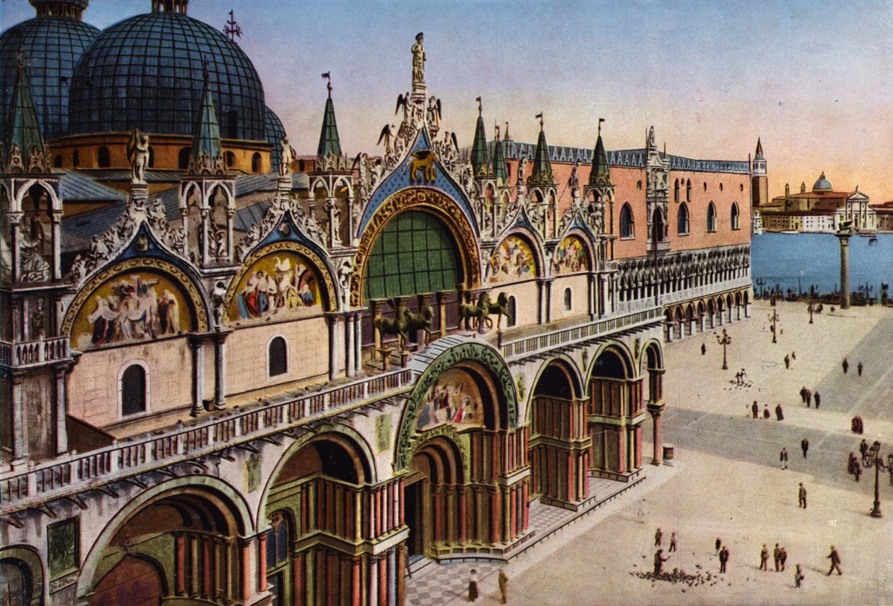 Venice: Facade of the Basilica seen from the Clock Tower by Italian Photographer