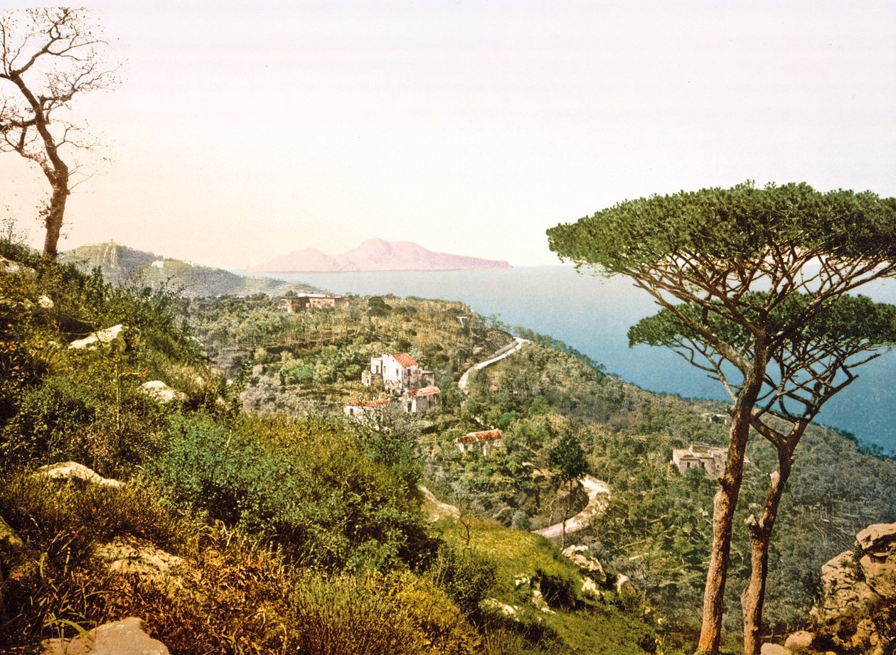 View of Vesuvius across the Bay of Naples by Italian Photographer