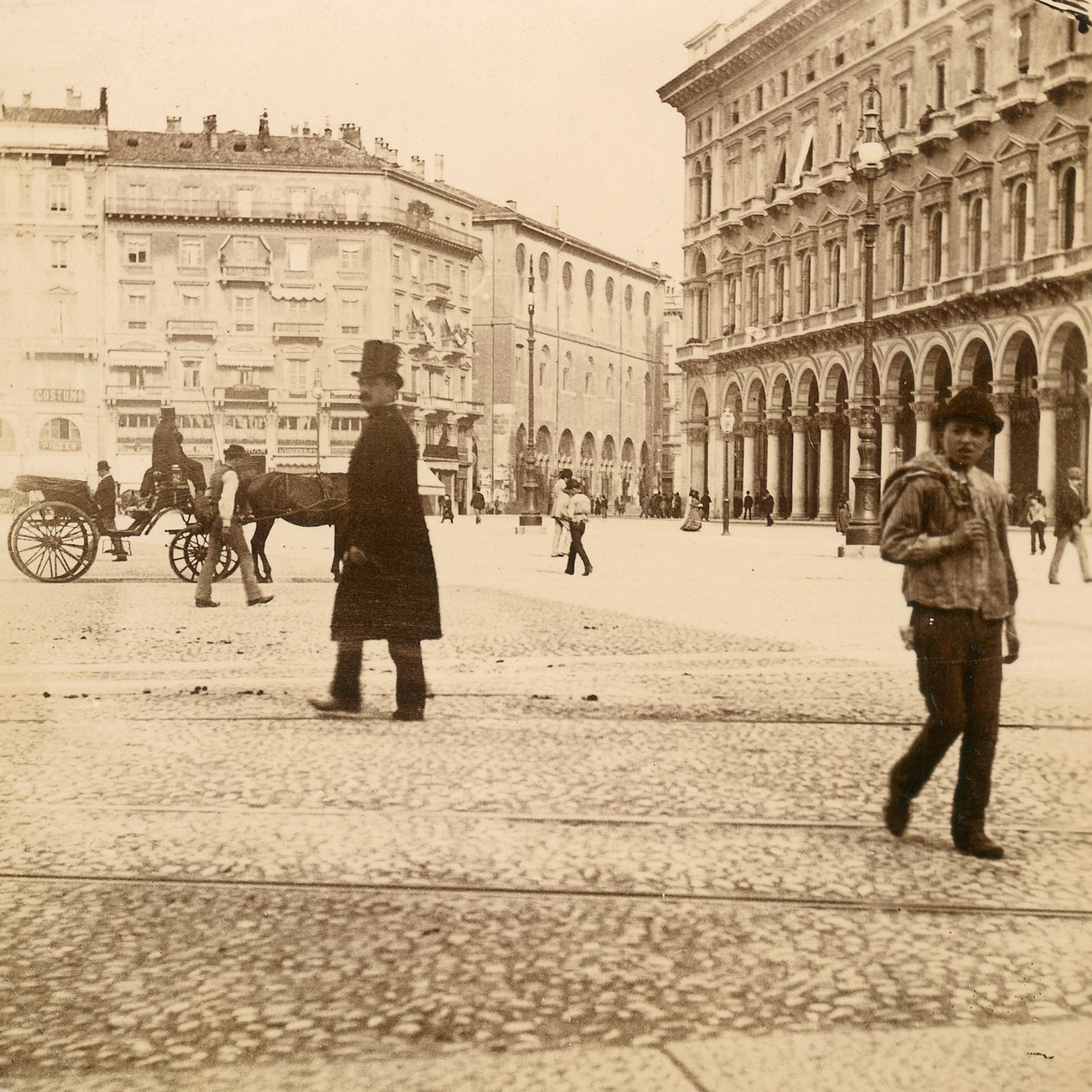 View of the Piazza del Duomo, Milan, 1873 by Italian Photographer