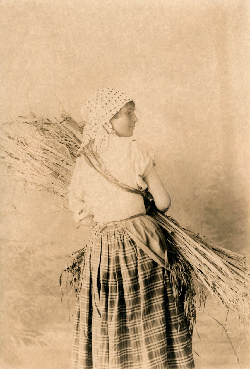 Young Peasant Woman Wearing Traditional Clothes, Lucera, Apulia, Italy, Photograph by R Manfredonia, Lucera, ca 1900 by Italian Photographer