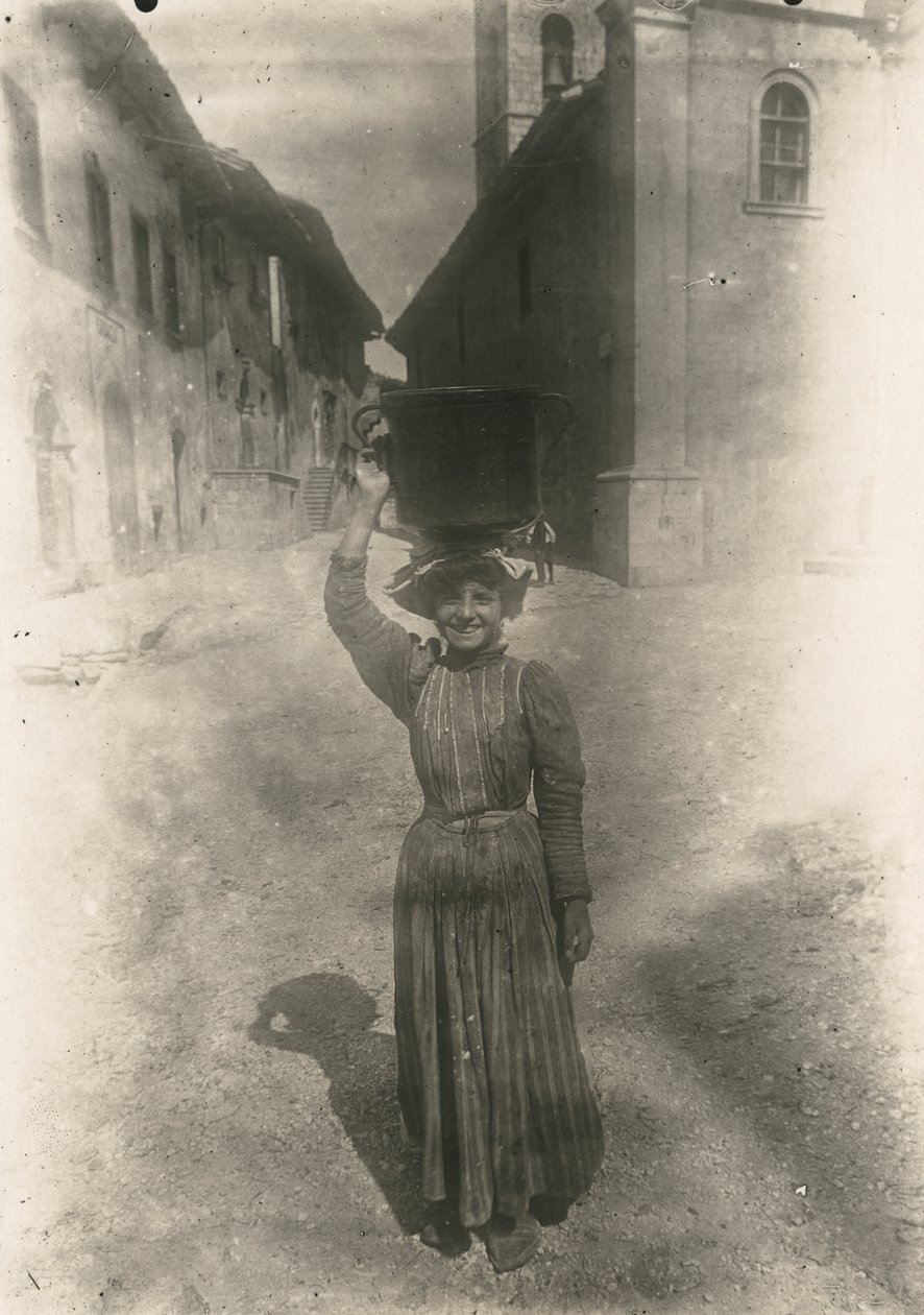 Young Woman Wearing Traditional Clothes, Roccaraso, Abruzzo, Italy, ca 1905 by Italian Photographer