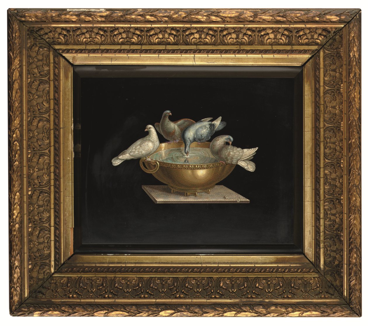 A Roman Micromosaic Plaque Depicting the Doves of Pliny, Late 19th Century by Italian School