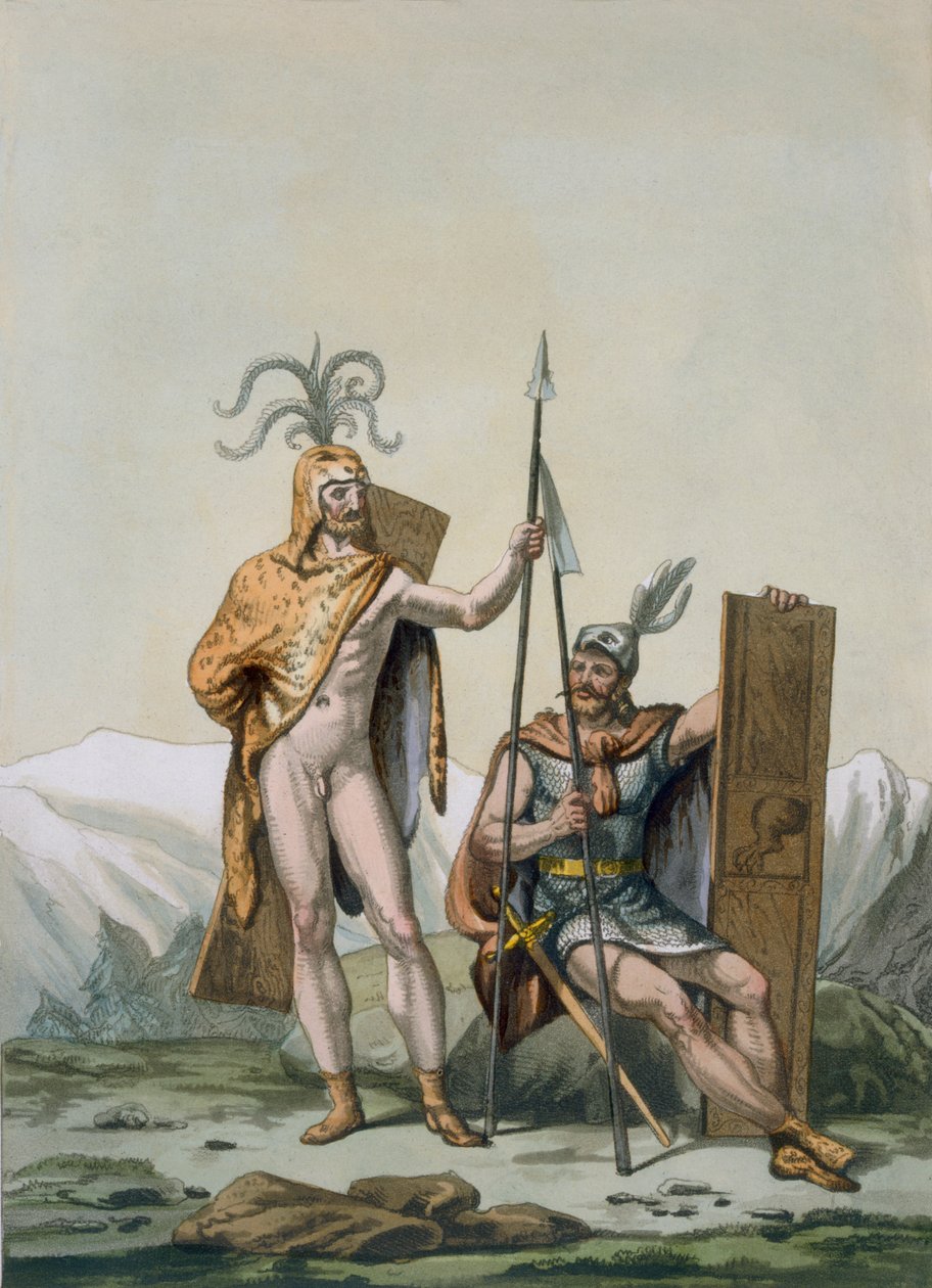 Ancient Celtic Warriors Dressed for Battle, c.1800-18 by Italian School