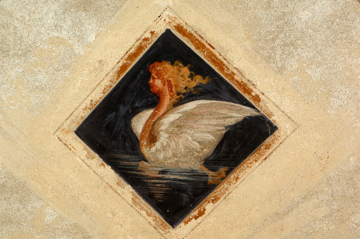 Anthropomorphic Swan, Fresco, Ternengo Gromo Palace, 16th century, Medieval quarter in Piazzo, Biella, Piedmont, Italy by Italian School