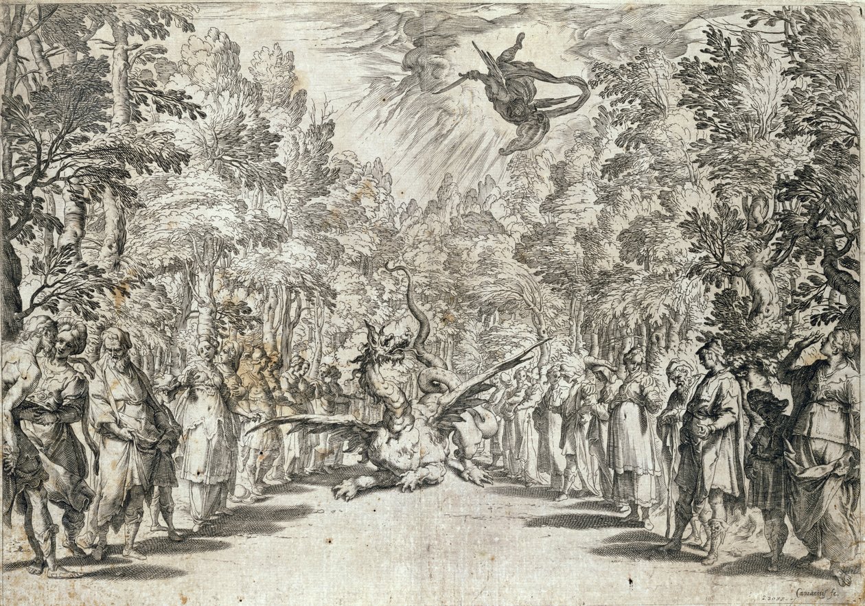Apollo About to Attack the Python, from La Pellegrina by Girolamo Bargagli, Engraved by Carracius by Italian School