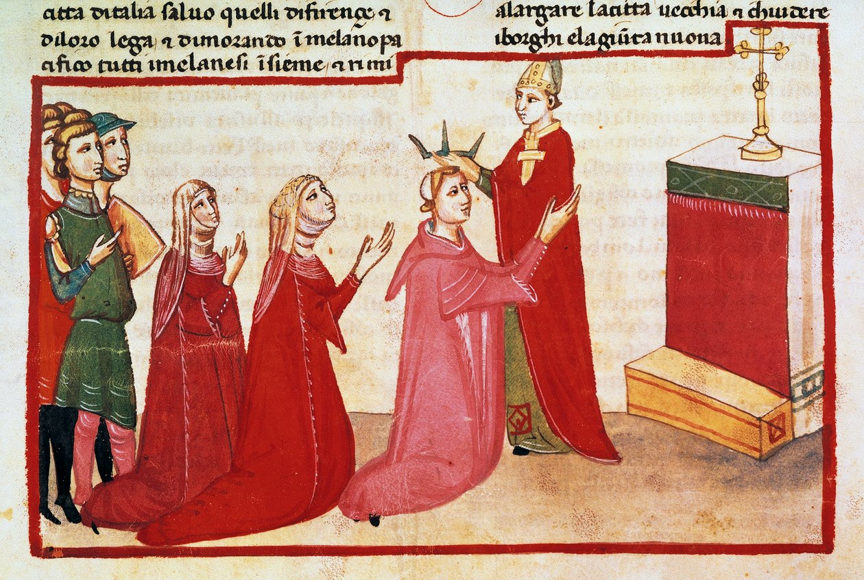 Archbishop of Milan crowns Henry VII and his wife by Italian School