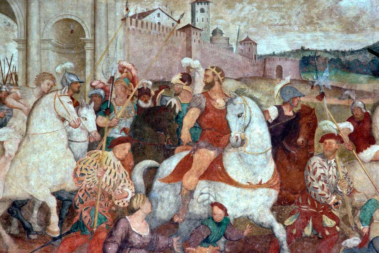 Battle Scene Outside the City Walls by Italian School