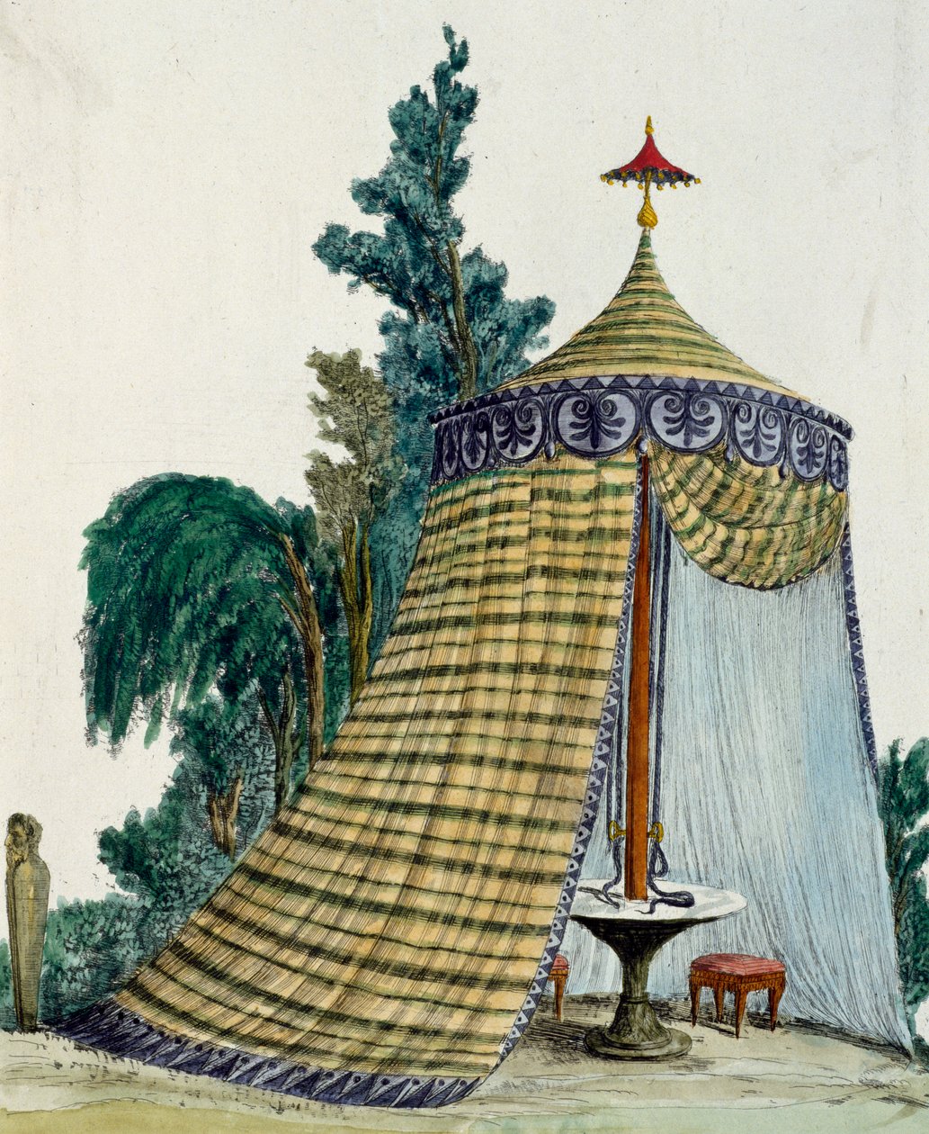 Chinese Pavilion in Garden, Circa 1810, Engraving by Italian School