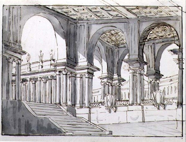 Design for a Neo-Classical Stage Set by Italian School