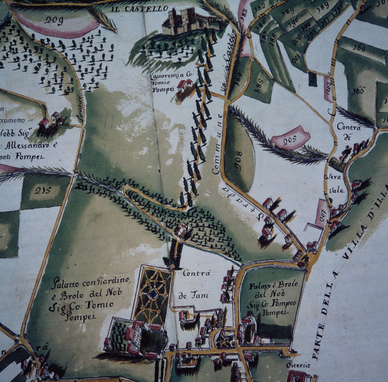 Detail from map of city of Verona and its suburbs, Italy by Italian School