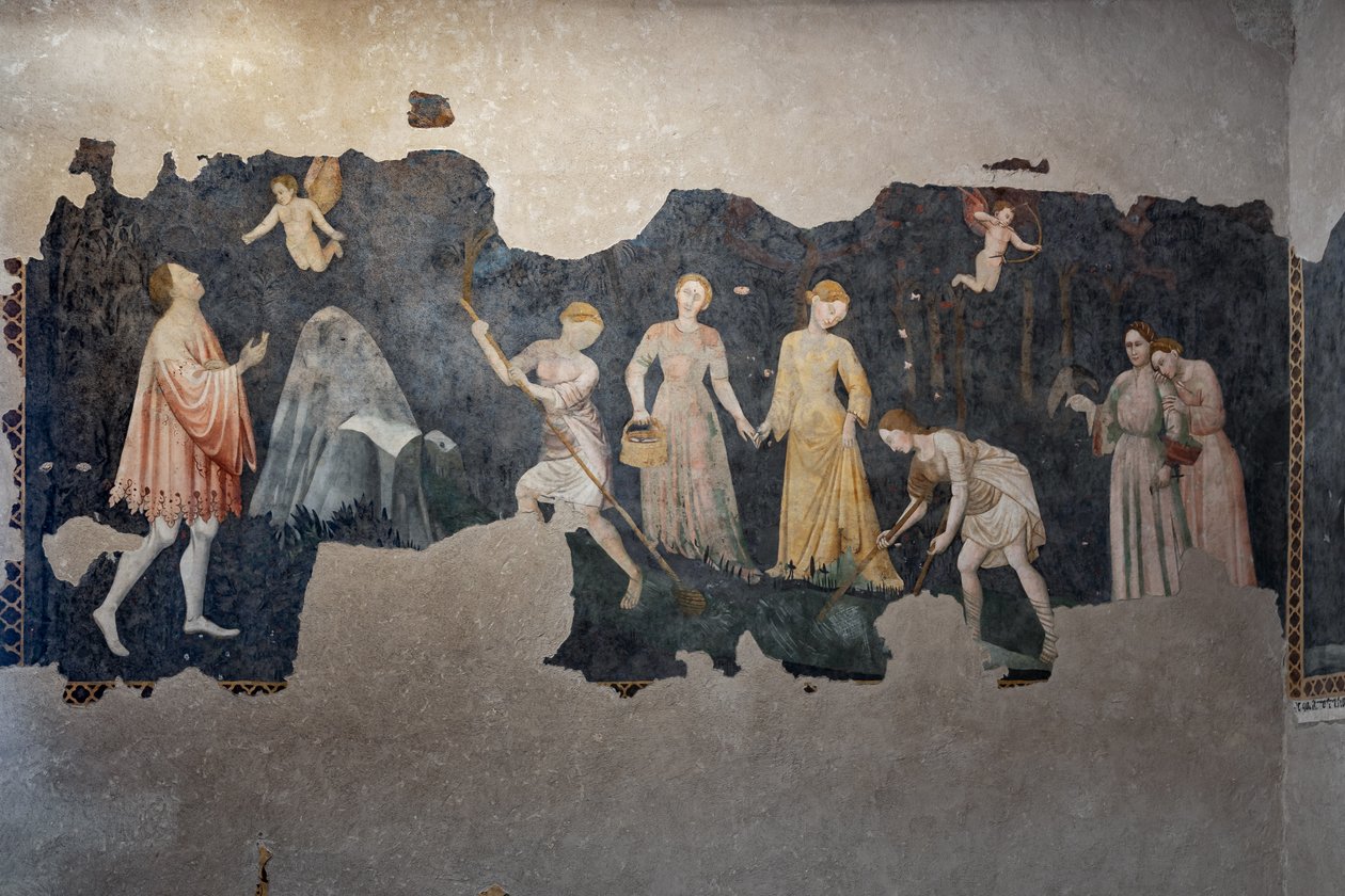 Detail of the Frescoes, Camera Pinta (Painted Room) by Italian School
