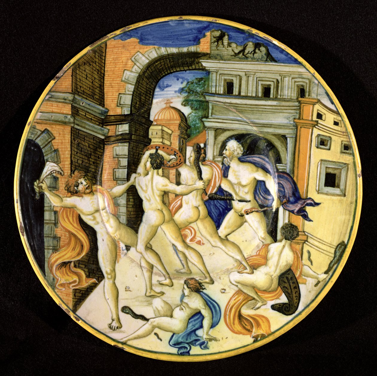 Dish depicting Samson and the Philistines, Pesaro Workshop by Italian School