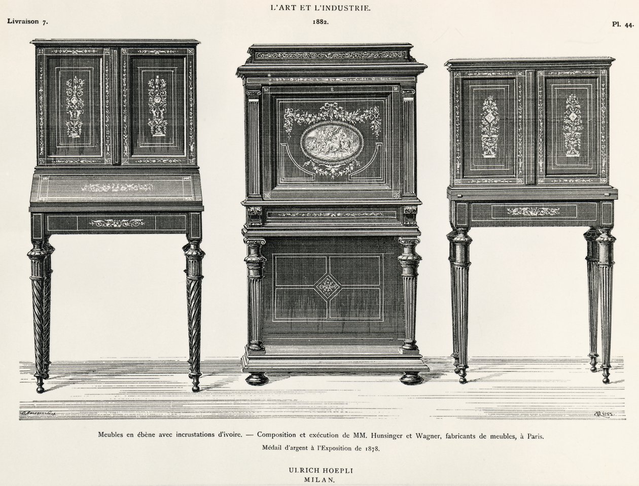 Ebony furniture by Hunsinger and Wagner, Paris, illustration from L