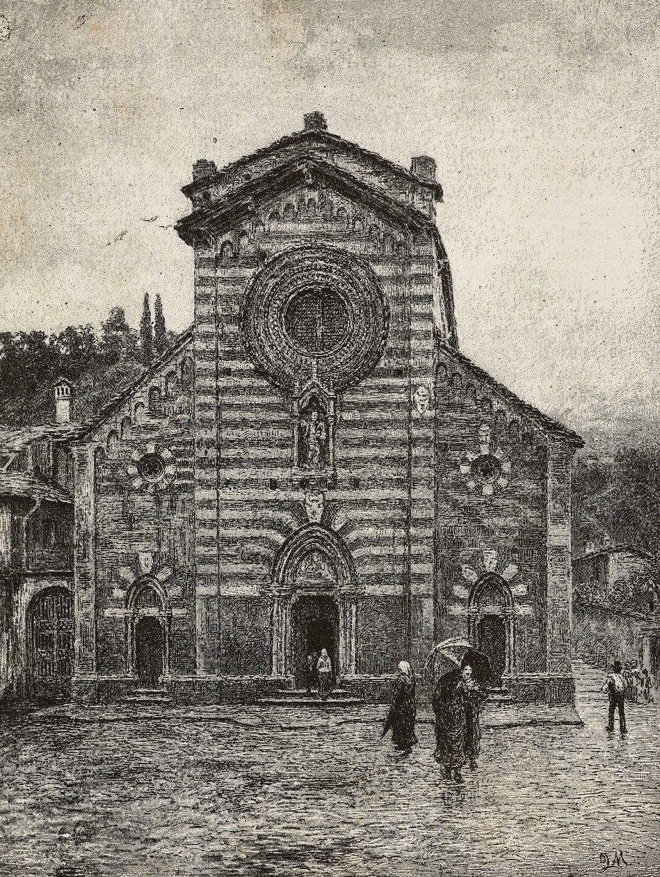 Facade of Bellano cathedral, Lake Como by Italian School