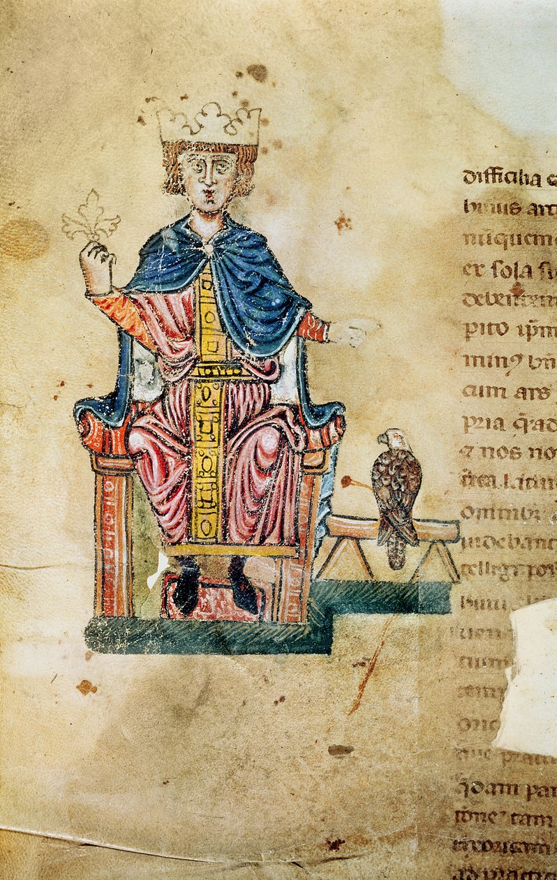 Federico II of Svevia, illustration from De arte venandi cum avibus, c.1220-50 by Italian School