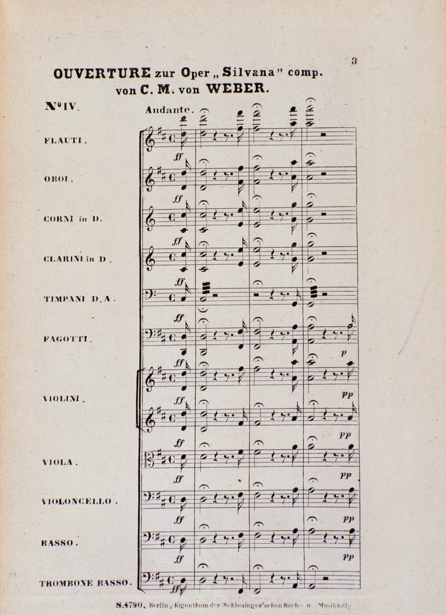 First Page of the Overture for the opera 