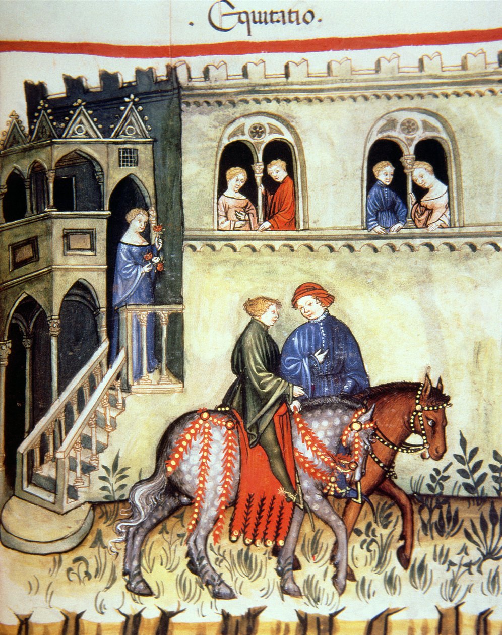 Horseriding (illustration from Tacuinum Sanitatis Codex Vindobonensis) by Italian School