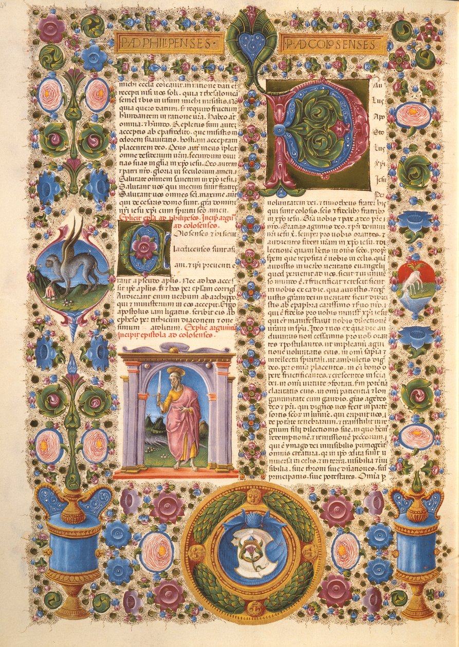 Letter from St. Paul to the Colossians, from the Borso d