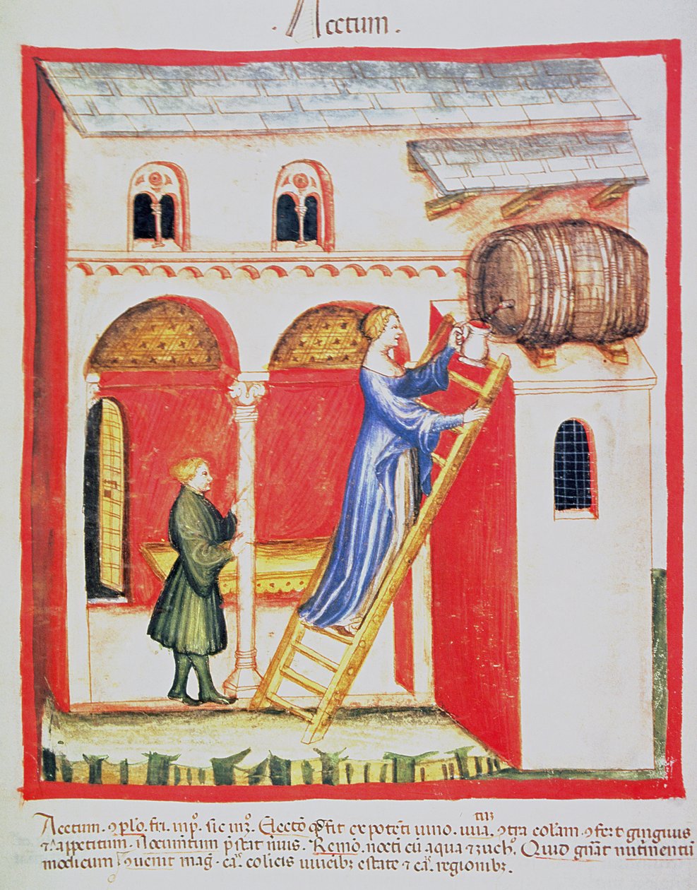 Vinegar (illustration from Tacuinum Sanitatis Codex Vindobonensis) by Italian School