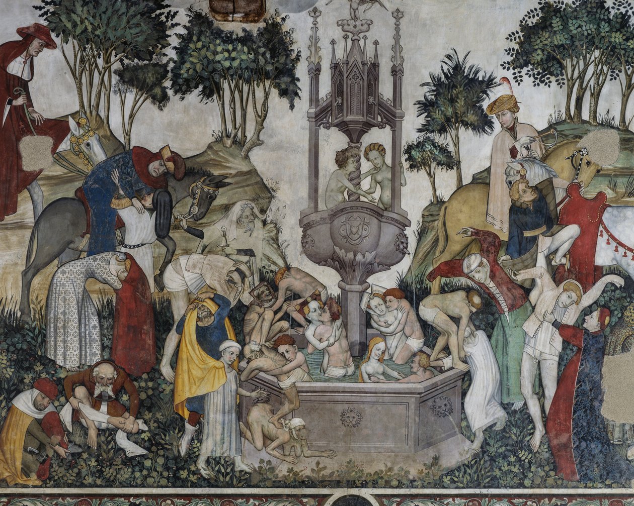 Fountain of Youth, detail from Fountain of Youth, fresco in Baronial Hall, Castle of Manta, Saluzzo, Piedmont, Italy by Italian School