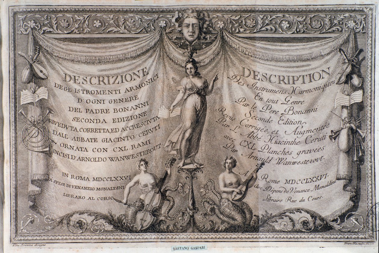 Frontispiece of the Gabinetto armonico by Filippo Bonanni by Italian School
