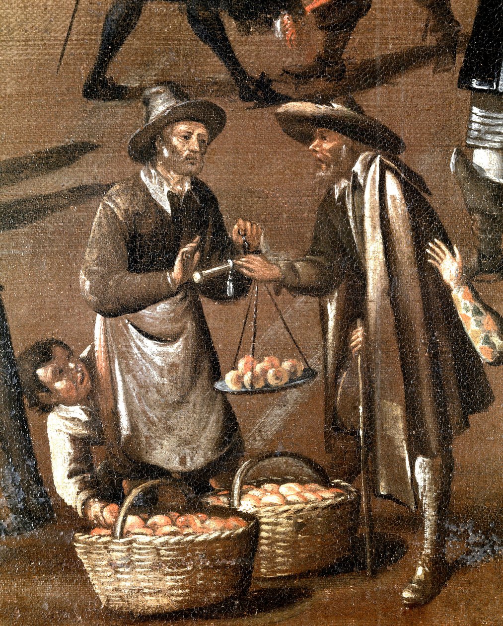 Fruits seller and little thief (detail) by Italian School