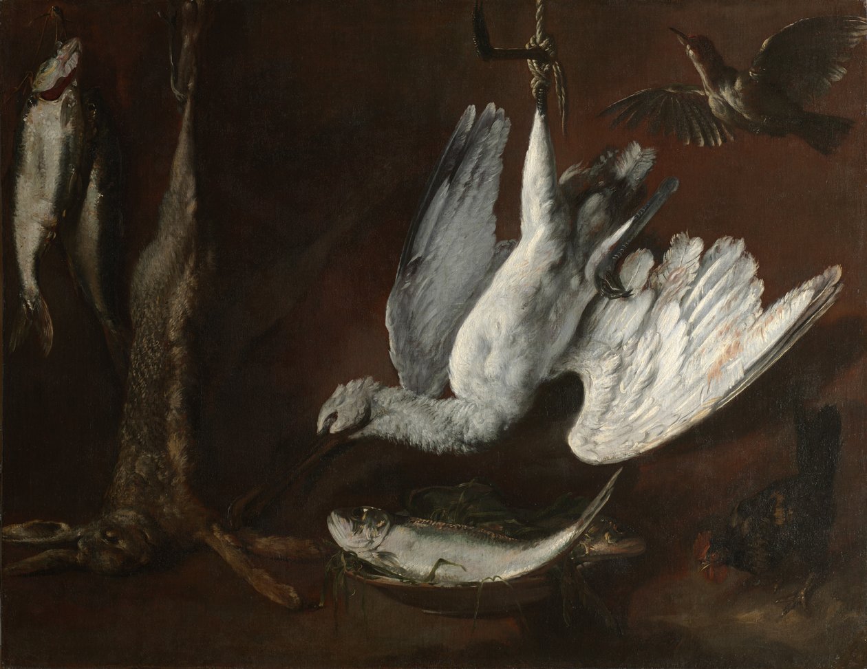 Hare, Spoonbill, and Fish by Italian School