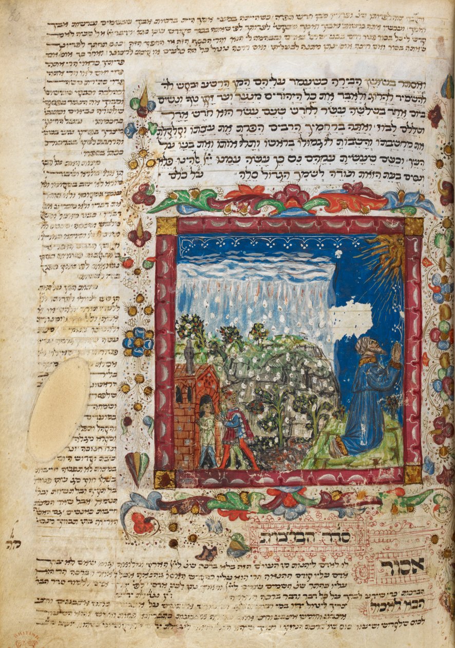 Praying for rain, from a Festival prayer book by Leon ben Joshua De Rossi of Cesena, Italy by Italian School