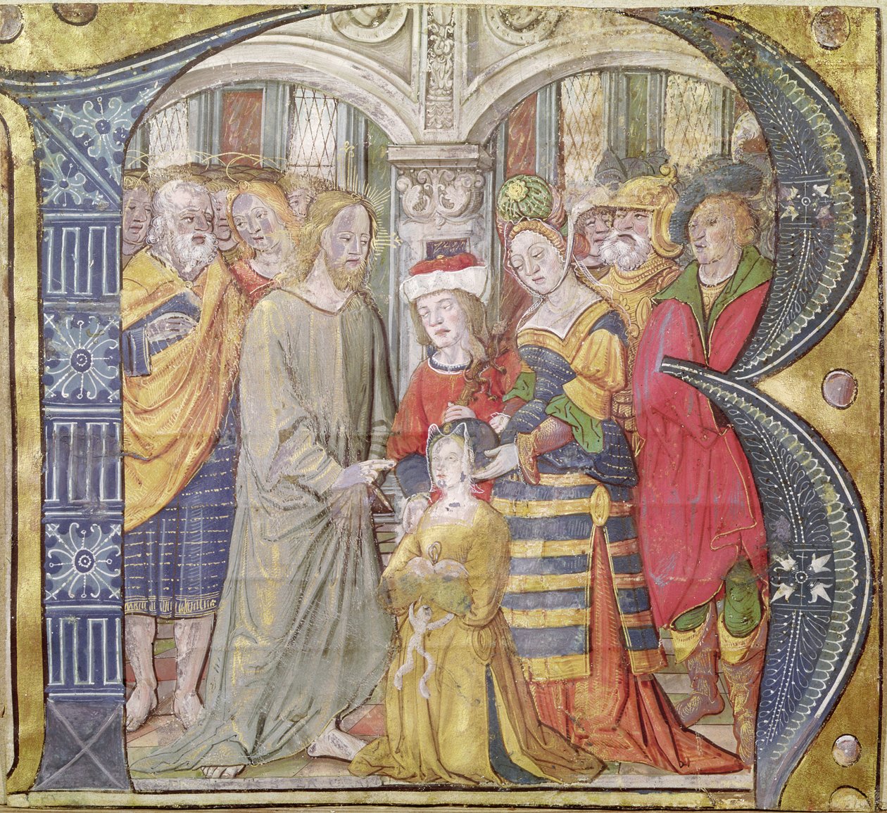 Historiated Initial B Depicting Christ Healing a Possessed Woman by Italian School