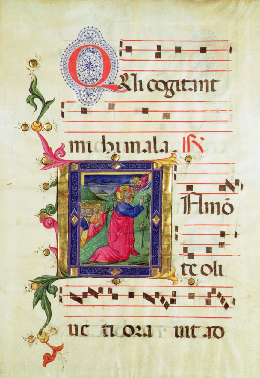 Historiated initial 'Q' depicting the Agony in the Garden