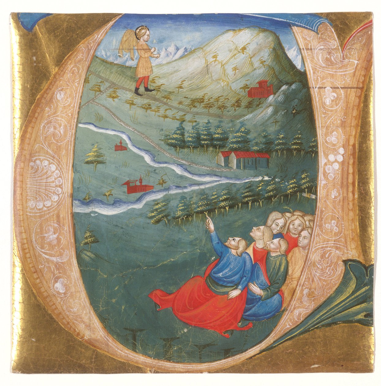 Historiated Initial Depicting Elisha in the Mantle of Elijah, Cutting from an Antiphonary by Italian School