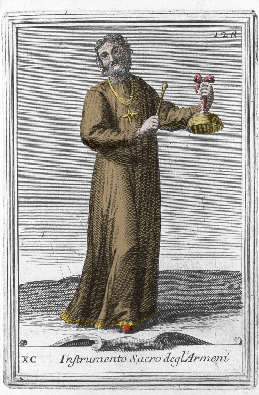 Holy Armenian instrument: musical instrument similar to a bell. Engraving from 