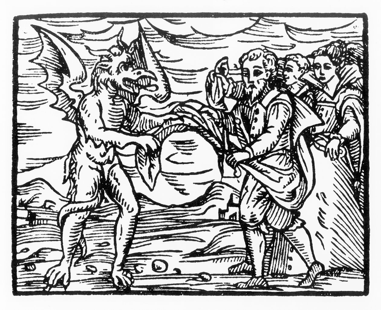 Homage to the Devil, copy of an illustration from Compendium Maleticarum by Fr M Guaccius, used in History of Magic by Italian School