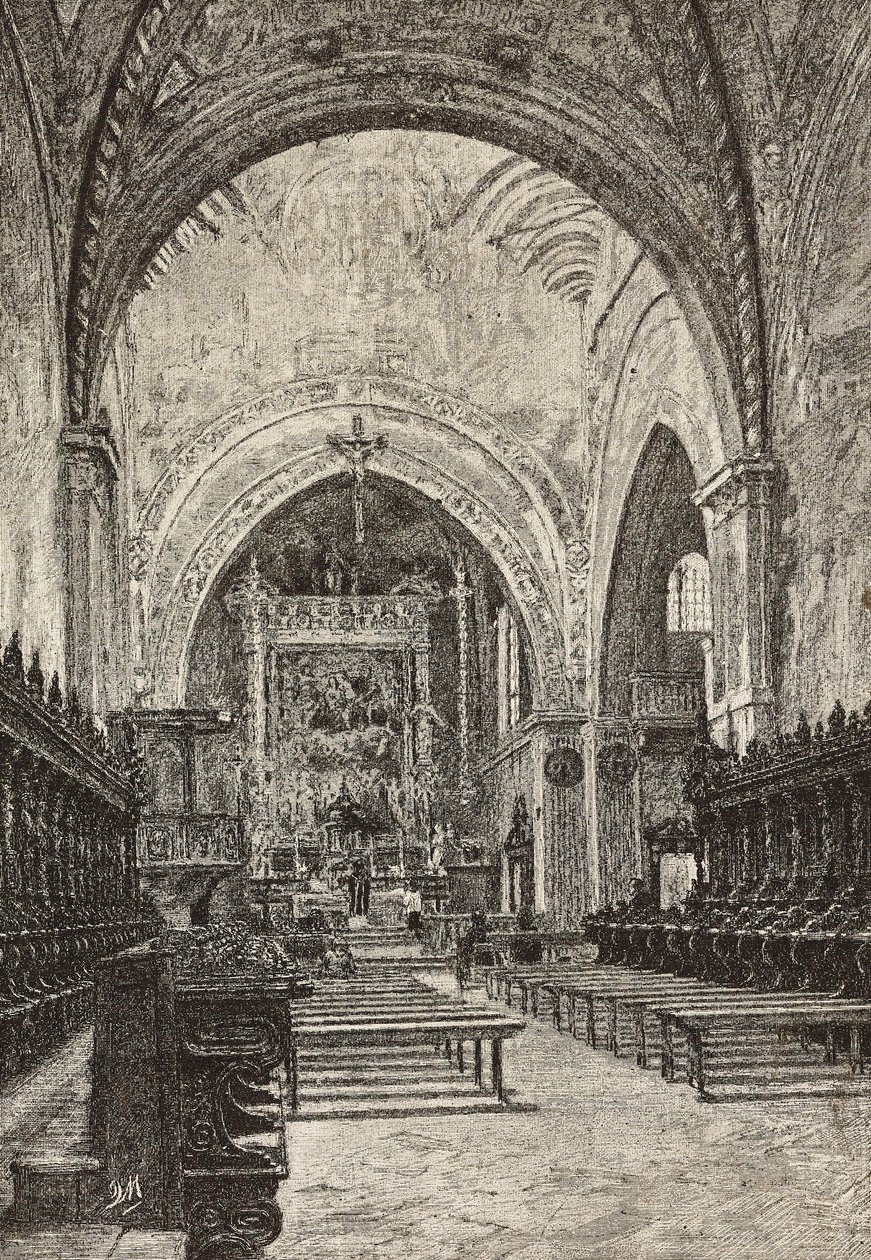 Interior of Chiaravalle Church, Italy, Engraving from Drawing by Quinto Michetti by Italian School