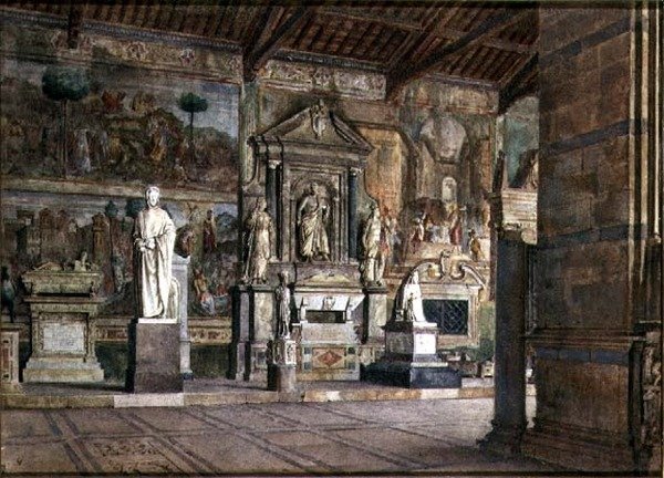 Interior of the Campo Santo in Pisa by Italian School