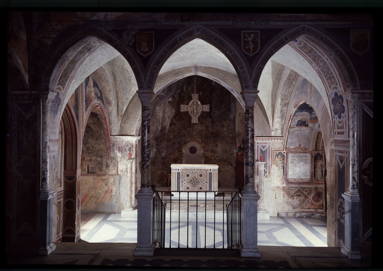 Interior View of Presbytery and Altar, St Benedict Cave (Sacro Speco) Subiaco by Italian School