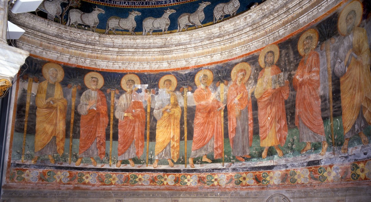Jesus and Mary among the Twelve Apostles by Italian School