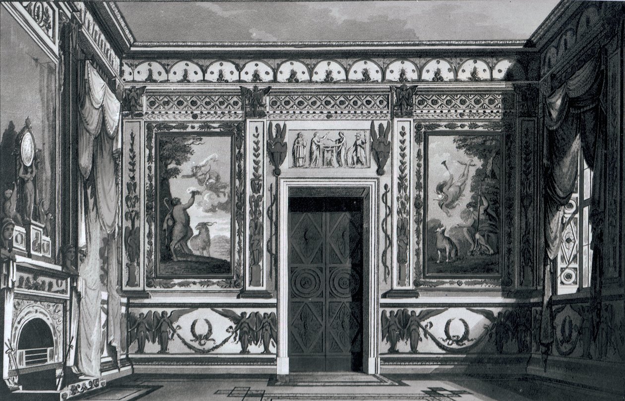 Large Grecian salon, from Architectural Decorations by Gaetano Landi, 1810 by Italian School