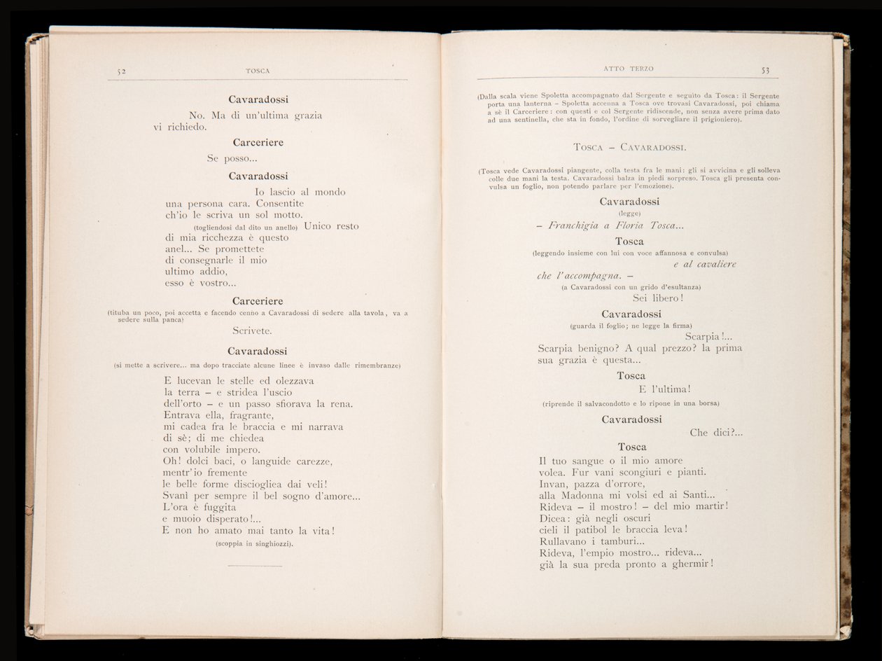 Libretto della Tosca by Giacomo Puccini, Edition Ricordi, Italy by Italian School